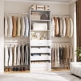 thumbnail image 1 of Homieasy 4-9 Ft Adjustable Wooden Closet Organizer System with 4 Drawers, 4 Hanging Rods & Shelving Towers - Heavy Duty Walk-in Wardrobe Rack, Space-Saving Design, Easy Assembly,White, 1 of 7