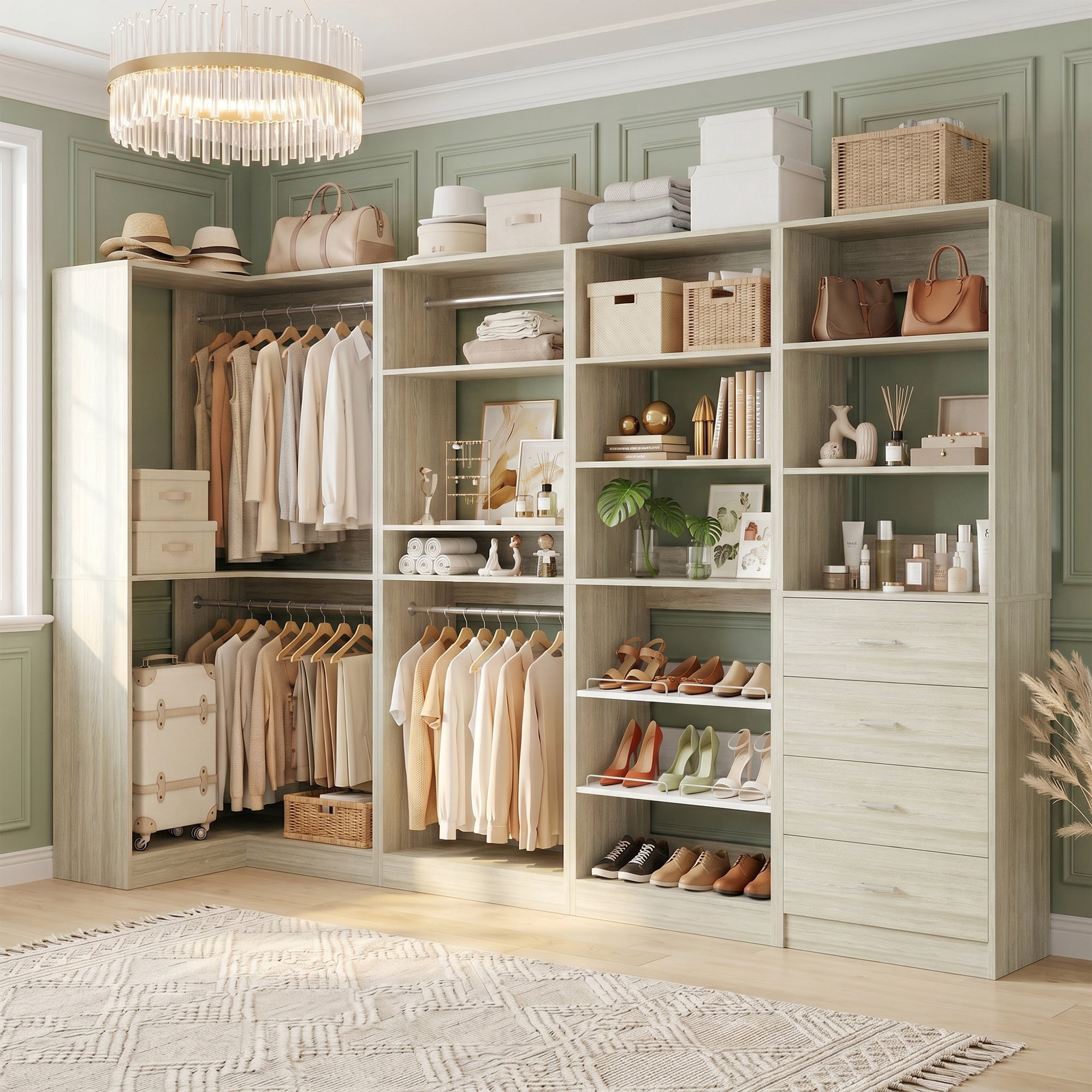 Homieasy 4-Piece Modular Walk-In Closet Organizer System with Drawers