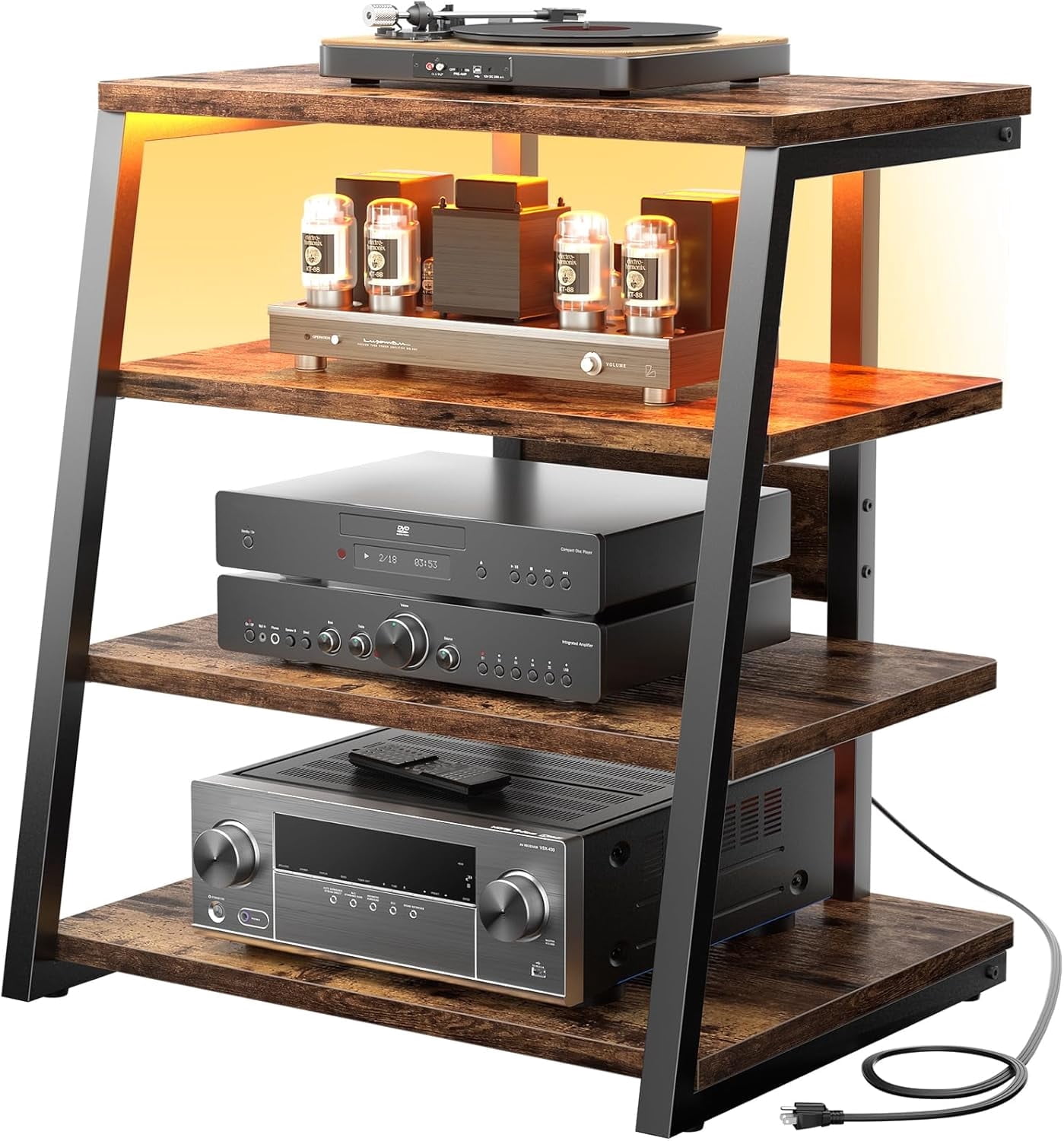 Homieasy 4-Tier AV Media Stand, 30'' Corner Entertainment Stand with ...