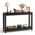 thumbnail image 1 of Aheaplus 47" Farmhouse Wood Console Table - Narrow Entryway Sofa Table with Open Storage Shelves, Embossed Wood Grain, Easy Assembly, Ideal for Entryway, Living Room Behind Couch，Black, 1 of 7