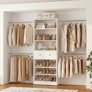 Homieasy 4FT-9FT Closet Organizer System with Drawer & 4 Hanging Rods, White