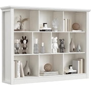 Homieasy 50" Wood Cube Storage Organizer, 10 Cube Storage Book Shelf, Wooden 3 Tiers Floor Standing Low Bookcase for Living Room, Bedroom, Home Office, Kids Room, White
