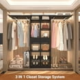 thumbnail image 1 of Homieasy 58" - 90" W Closet System, Large Walk in Closet Organizer with 3 Hanging Rods and Shelves, Heavy Duty Wood Closet Wardrobe with 2 Drawers and Shoe Rack, Reversible Clothing Rack, Black, 1 of 7