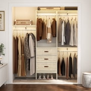 Homieasy 19 - 59 W Closet System with Drawers and Hanging Rodscut To Fit, White Oak