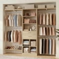 thumbnail image 1 of Homieasy 19'' - 60'' W Closet System with Wooden Drawers and Hanging Rods(Cut to Fit), White Oak, 1 of 7