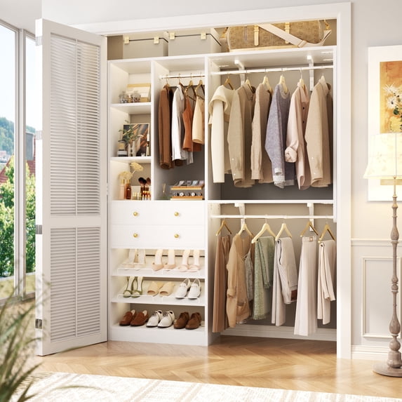 Homieasy 5FT Walk-in Closet System with Drawers, 60'' Closet System ...