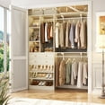 thumbnail image 1 of Homieasy 5FT Walk-in Closet System with Drawers, 60'' Closet System with 3 Hanging Rods and Shoe Racks, Wall Mounted Clothes Rack with Storage Shelves, for Bedroom, Closet, 79.7'' Height, White Oak, 1 of 9