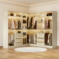 thumbnail image 1 of Homieasy 6-9 FT Closet System with Corner, Walk in Closet System with 6 Drawers, 6 Hanging Rods, and Open Storage Shelves, L-Shaped Heavy Duty Wardrobe Closet for Bedroom/Closet/Apartment, White Oak, 1 of 8