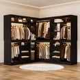 thumbnail image 1 of Homieasy 6-9 FT Closet System with Corner, Walk in Closet System with 6 Drawers, 6 Hanging Rods, and Open Storage Shelves, L-Shaped Heavy Duty Wardrobe Closet for Bedroom/Closet/Apartment, Black, 1 of 8