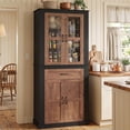 thumbnail image 1 of Homieasy 70.9" Tall Kitchen Pantry Cabinet with Glass Doors, Drawer & Adjustable Shelves,Black Walnut, 1 of 6