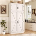 thumbnail image 1 of Homieasy 71” Tall Farmhouse Kitchen Pantry Cabinet with Adjustable Shelves and Barn Doors, Versatile Storage Cabinet for Dinning Room, Bathroom, Living Room, White, 1 of 7