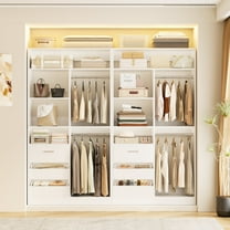 Homieasy 72'' Closet System 2-Piece Set with 6 Drawers, Walk-in Closet Organizer with Hanging Rods & Shelves, Closet Organizers and Storage Unit for Home, White