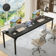 thumbnail image 1 of Homieasy 78.7" 2 Person Desk with Power Outlet and USB Ports, Long Double Table Home Office Computer Desk, Modern Study Writing Desk Workstation, Sturdy Metal Frame, for Home & Office, Black, 1 of 7