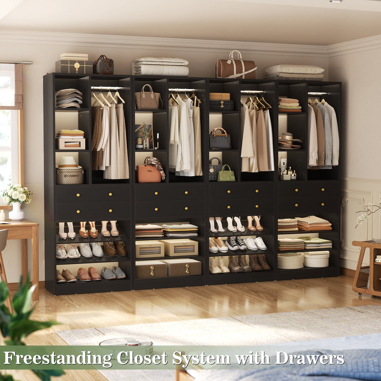 Homieasy 112 Inch (9.2 FT) Freestanding Wardrobe Closet Organizer with
