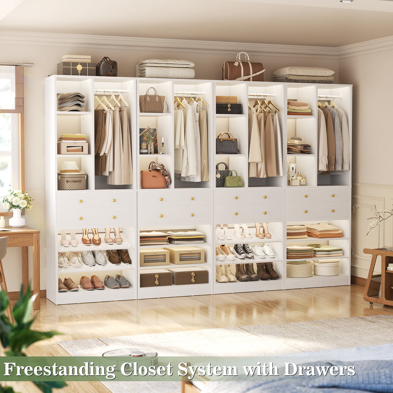 Homieasy 112 Inch (9.2 FT) Freestanding Wardrobe Closet Organizer with
