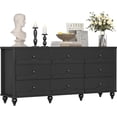 thumbnail image 1 of Homieasy 9 Drawer Dresser, 63" Wide Modern Chest of Drawers TV Stand with Smooth Slides and Rustic Handles, Wood Drawer Organizer, Black, 1 of 7
