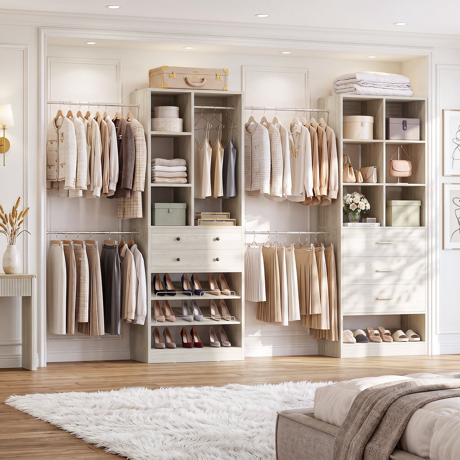 Homieasy 92 - 126 Inch Expandable Closet Storage System, Walk-in Closet