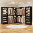 thumbnail image 1 of Homieasy 95"-132"Closet System With Drawers & Shelves Corner Closet,Freestanding Wardrobe Organizer, DIY Custom Storage for Bedroom, Living Room, Sets of 3,Black, 1 of 7