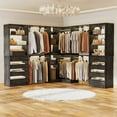 thumbnail image 1 of Homieasy 95"-132"Closet System With Drawers & Shelves Corner Closet,Freestanding Wardrobe Organizer, DIY Custom Storage for Bedroom, Living Room, Sets of 3,Gray Oak, 1 of 6