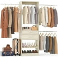 thumbnail image 1 of Homieasy 96" Closet System, Walk-in Closet Organizer System with 2 Drawers and 3 Retractable Hanging Rods, Clothes Hanging Rack Garment Rack for Bedroom, Closet, 96"L x 15"W x 79.7"H, White Oak, 1 of 8