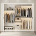 thumbnail image 1 of Homieasy 96'' Hanging Closet System, 8FT Closet Organizer System with Hanging Rod, Walk In Mounted Closet System, Built-In Clothes Garment Rack with 3 Shelving Towers(Can Be Cut To Fit), Gray, 1 of 7