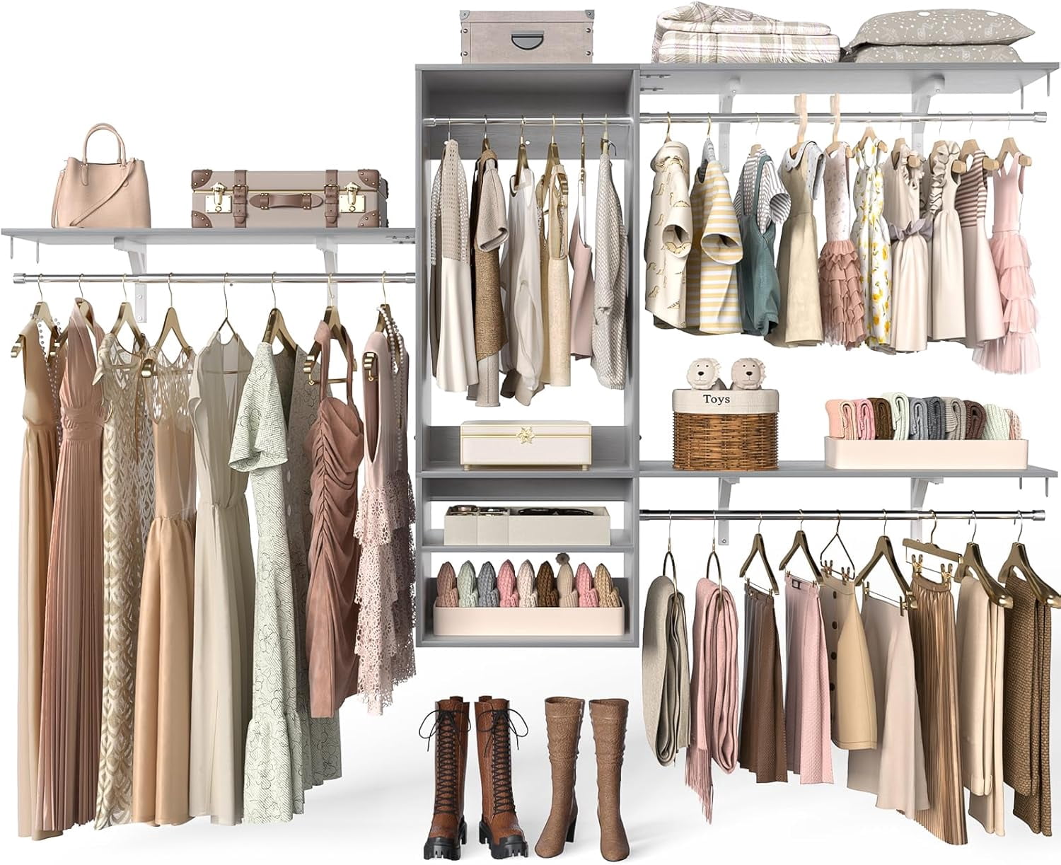 Homieasy 96'' Hanging Closet System, 8FT Closet Organizer System with ...
