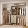 thumbnail image 1 of Homieasy 20.2'' - 96'' W Closet System with Wooden Drawers and Hanging Rods(cut To Fit), White Oak, 1 of 8