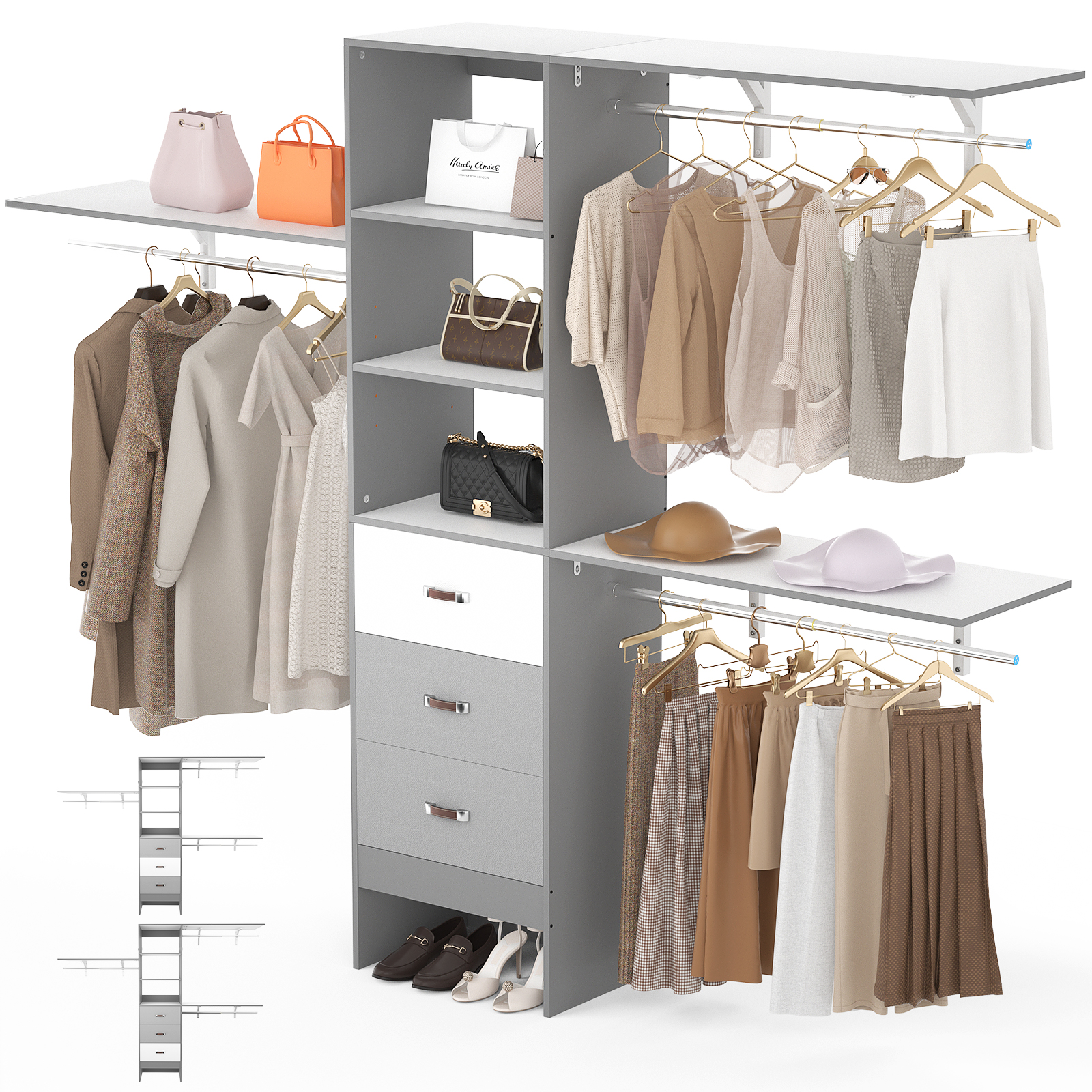 Walk In White Closet Organizers