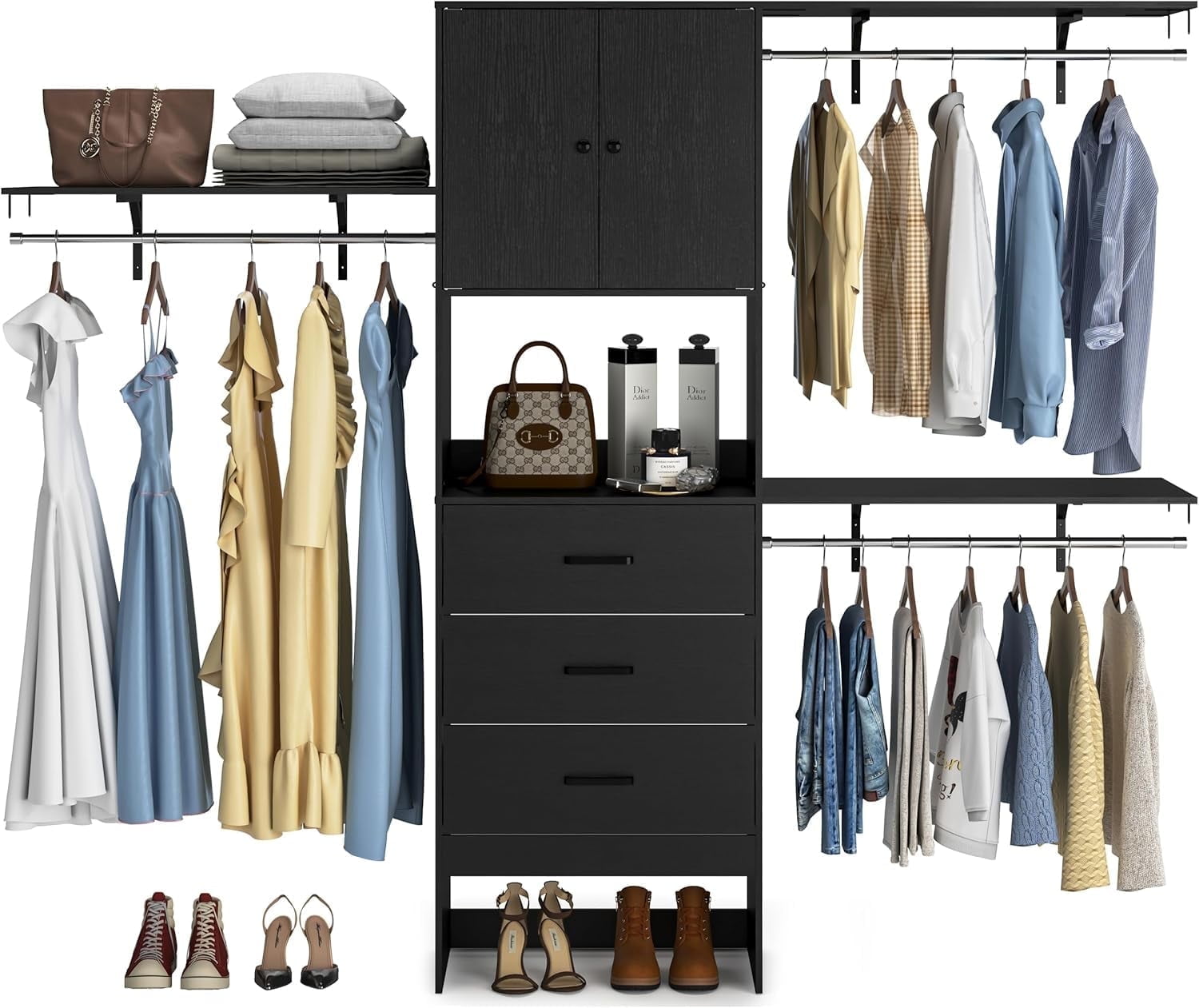 Homieasy 96 Inches Closet System with Doors, 8FT Walk In Closet ...