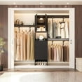 thumbnail image 1 of Homieasy 96 '' Closet Organizer System with Wood Drawers and Doors, 8FT Walk In Armoire Wardrobe Closet with 3 Shelving Towers, Black, 1 of 7