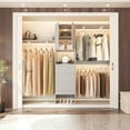 thumbnail image 1 of Homieasy 96 '' Closet Organizer System with Wood Drawers and Doors, 8FT Walk In Armoire Wardrobe Closet with 3 Shelving Towers, Gray, 1 of 7