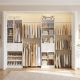 thumbnail image 1 of Homieasy Adjustable Walk-in Closet System, 10.7FT (72"-128.6") with 4 Wooden Drawers, 6 Hanging Rods, 3-Tier Shoe Rack & Grid Cubes, Heavy-Duty 1000LBS Capacity for Bedroom Organization，White, 1 of 6
