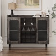 thumbnail image 1 of Homieasy Cabinet Bar with Power Outlet & LED Light, Wine Bar Cabinet with Wine and Glasses Rack, Home Coffee Bar Cabinet, Buffet Sideboard with Storage shelf for Kitchen, Dining Room, Black Oak, 1 of 6