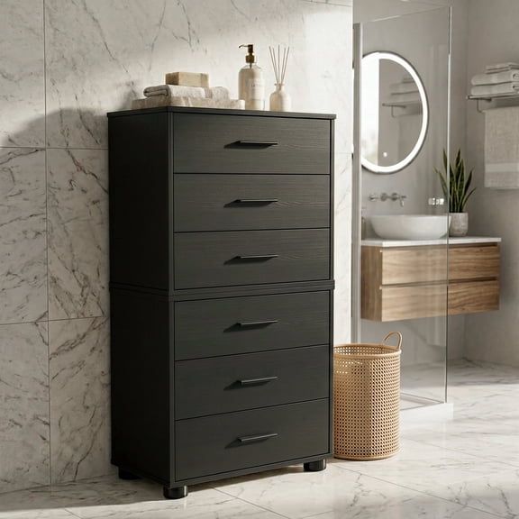 Homieasy Closet Drawers Set of 2 – Wooden Closet Organizer with 3 Drawers Each, Storage Unit, Walk-In Closet,Multi-Functional Organizer System, Nightstand,End Table,Black