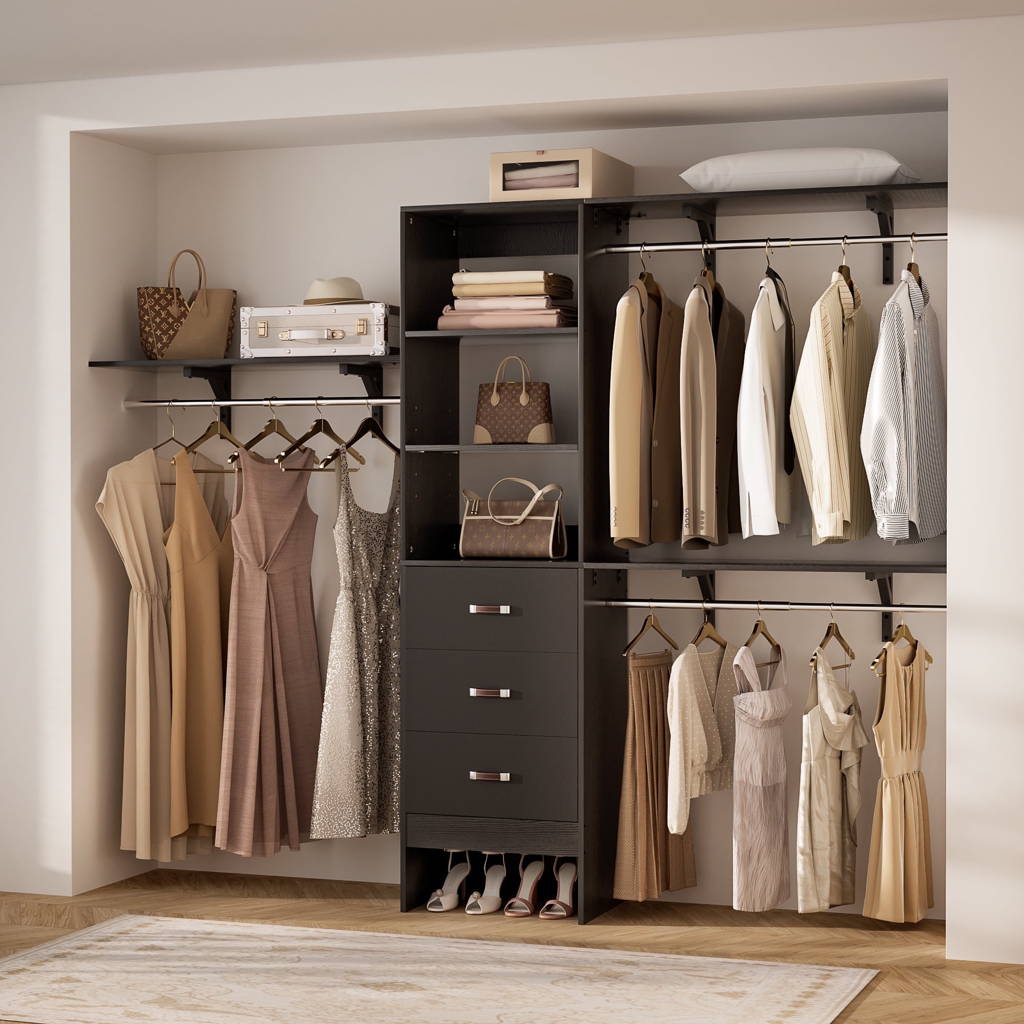 Homieasy 8FT Closet Organizer, Heavy Duty Wall Mounted Clothes Rack ...