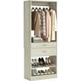 thumbnail image 1 of Homieasy Closet System with Wooden Drawers, Adjustable Angled Shoe Rack, Sturdy Garment Rack, Walk-in Closet Organizers, White Oak, 1 of 7