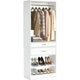 thumbnail image 1 of Homieasy Closet System with Wooden Drawers, Adjustable Angled Shoe Rack, Sturdy Garment Rack, Walk-in Closet Organizers, White, 1 of 7