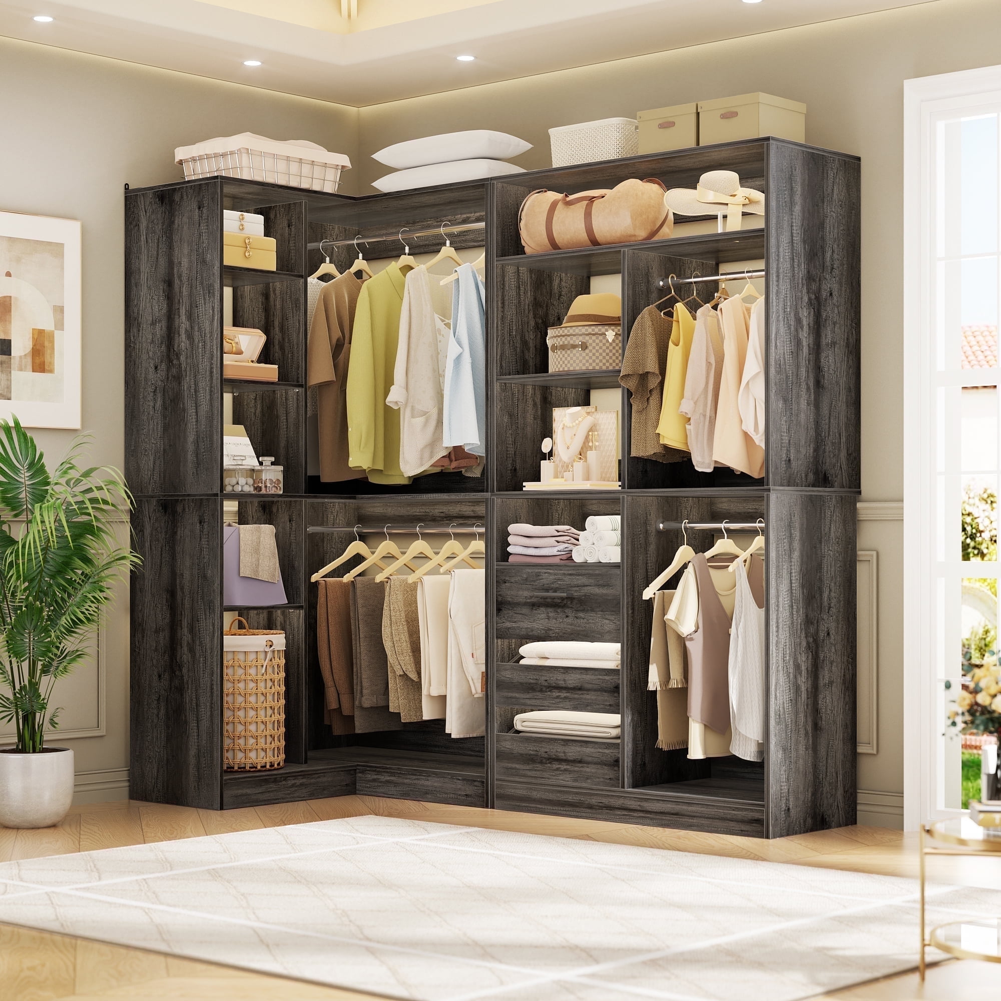 Homieasy 72''L x 36''W 2-Piece Corner Closet System, Heavy Duty