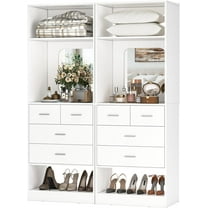 Homieasy 50" Freestanding Closet System with 8 Drawers, 4.2FT Modular Closet Organizer System with Mirror and Shelves for Closet, Bedroom, 2-Piece