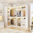 thumbnail image 1 of Homieasy Closet System with 2 Sets, 72'' Freestanding Closet Organizer with Corner, Wood Wardrobe Closet with Drawers and Hanging Rods, Heavy Duty Garment Rack for Closet/Bedroom, White, 1 of 8