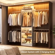 Homieasy 20.5 - 120'' W Closet System with Hanging Rods(Cut to Fit), Gray