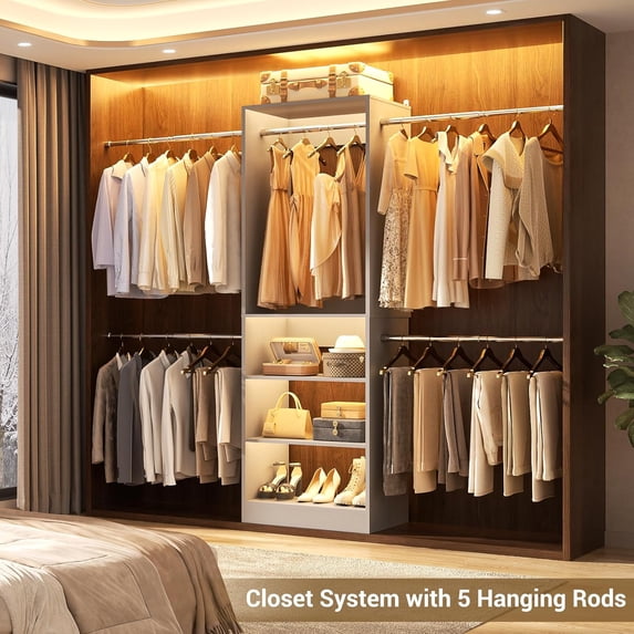 Homieasy 20.5 - 120'' W Closet System with Hanging Rods(Cut to Fit), Gray