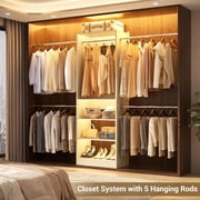 Homieasy 20.5 - 120'' W Closet System with Hanging Rods(Cut to Fit), White Oak