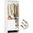 thumbnail image 1 of Homieasy 2.5FT  Closet System with Wooden Drawers, Freestanding Closet Organizer System and Storage with Hanging Rods, White, 1 of 8
