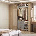 thumbnail image 1 of Homieasy 2.5FT  Closet System with Wooden Drawers, Freestanding Closet Organizer System and Storage with Hanging Rods, Gray, 1 of 8