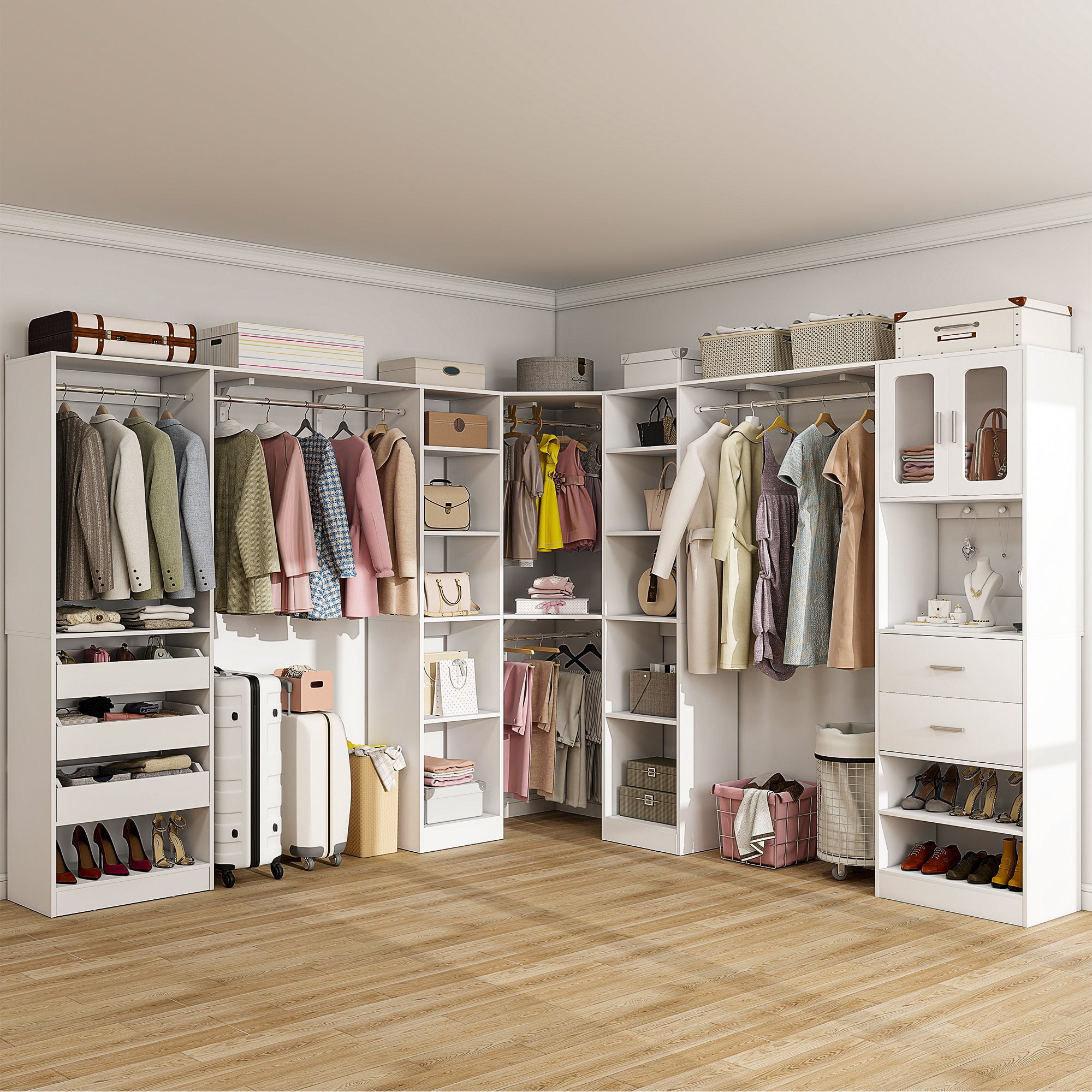 Homieasy Closet System with 3 Sets, 100'' Walk-in Closet System with ...
