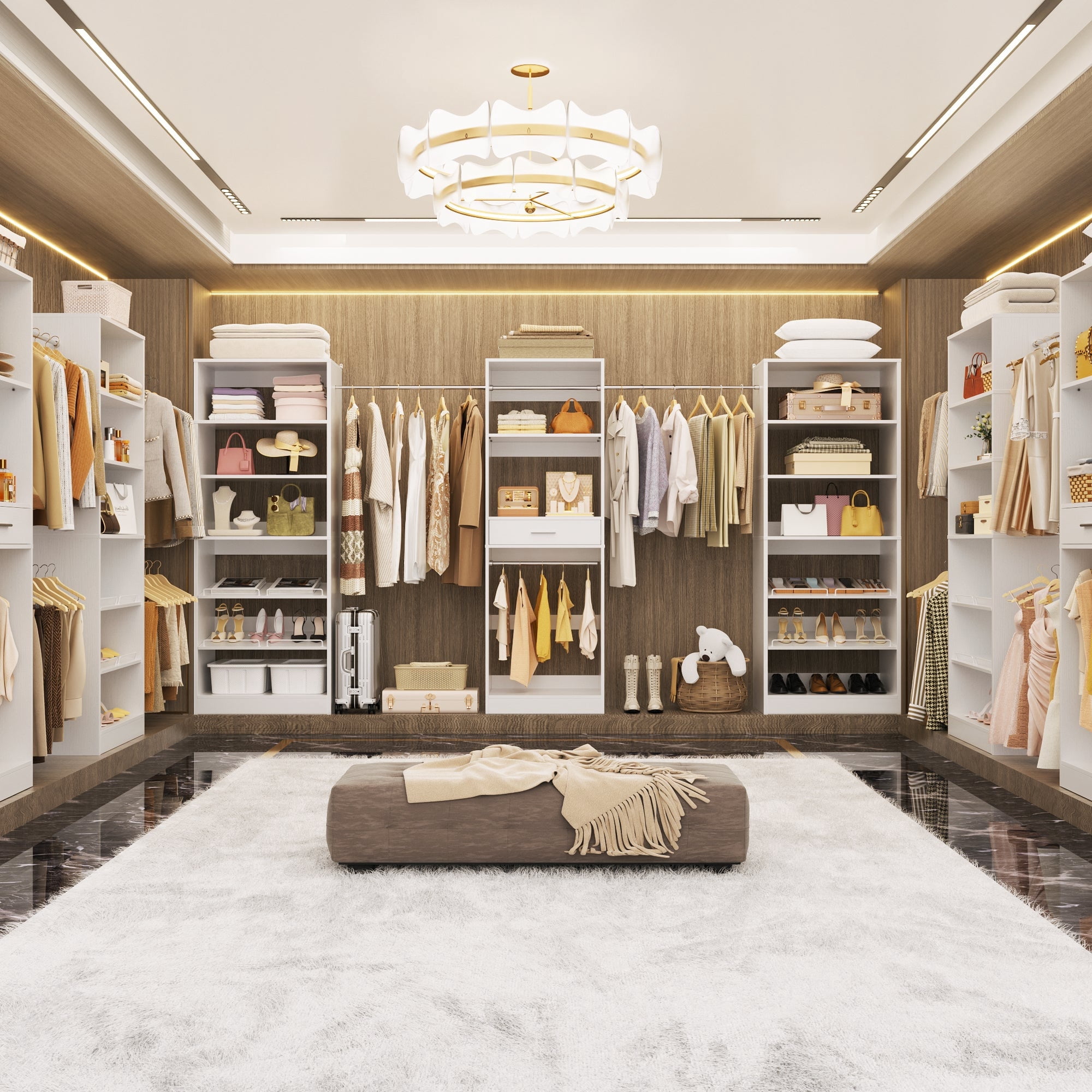 Homieasy Closet System with 3 Sets, 146'' Closet System with 6 Hanging ...