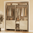 thumbnail image 1 of Homieasy 53.2'' Closet System with Wooden Drawers and Hanging Rods (Set of 2), White Oak, 1 of 6