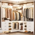 thumbnail image 1 of Homieasy 61'' - 92.6'' W Closet System with Wooden Drawers and Hanging Rods, White, 1 of 8