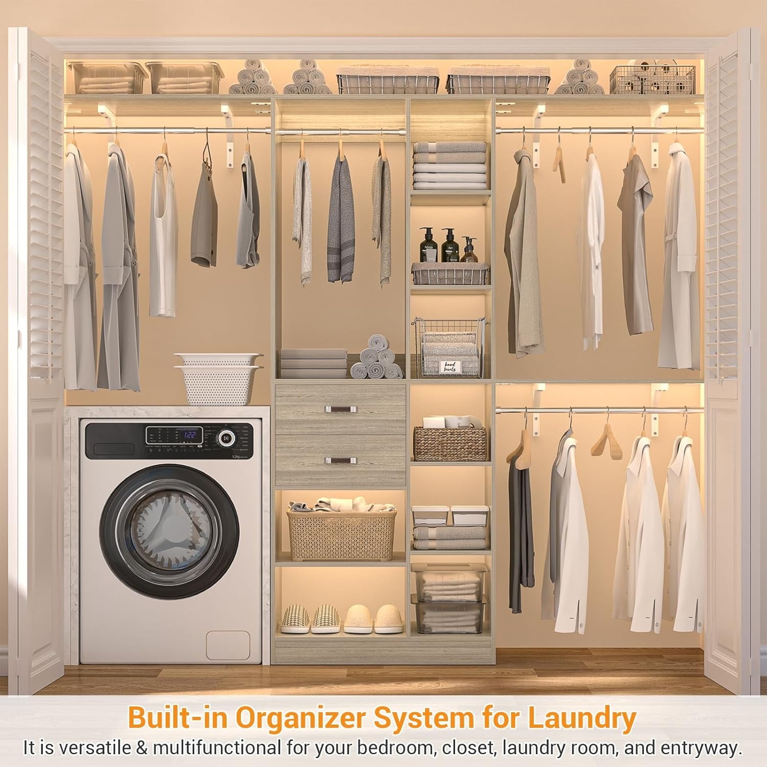 Homieasy Closet System, 8FT Closet Organizer System with 13 Shelves & 2
